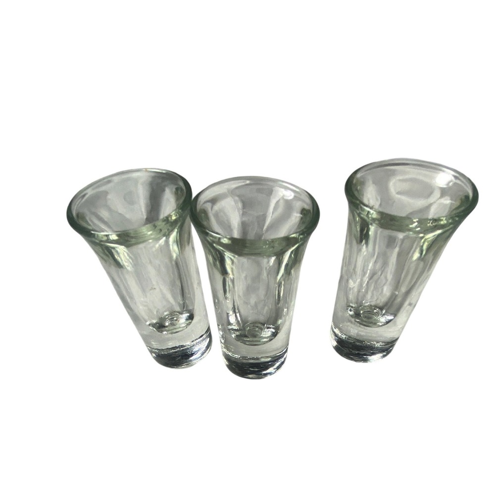 Clear Glass Flared Shooter Shot Glasses Set of 3 Heavy Base Barware